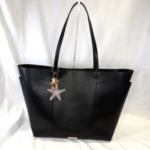 Extra Large Tote Bag, Black, w/Star Bag Charm, Padded Laptop Sleeve, NWT